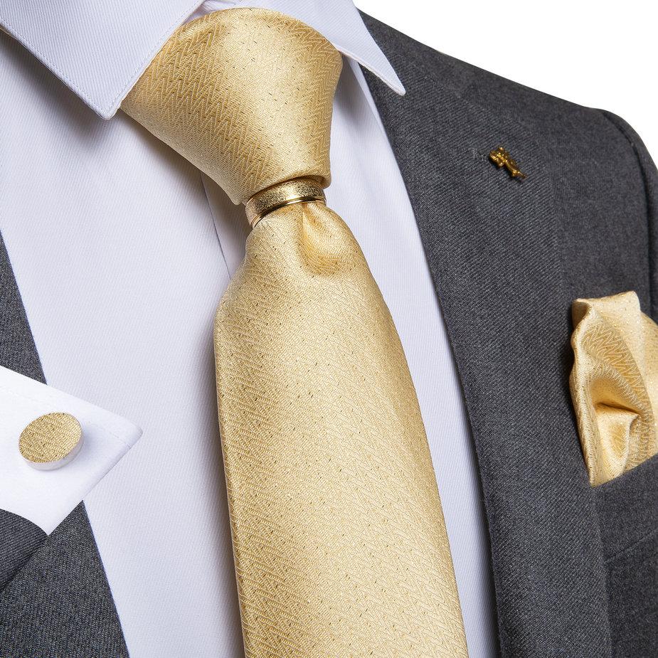 thumbnail image 2 of Men's Tie Set DiBanGu Men's Tie Set - Silk Necktie With Pocket Square, Cufflinks & Tie Ring In Gift Box Business Wedding Tie Set 2 of 12