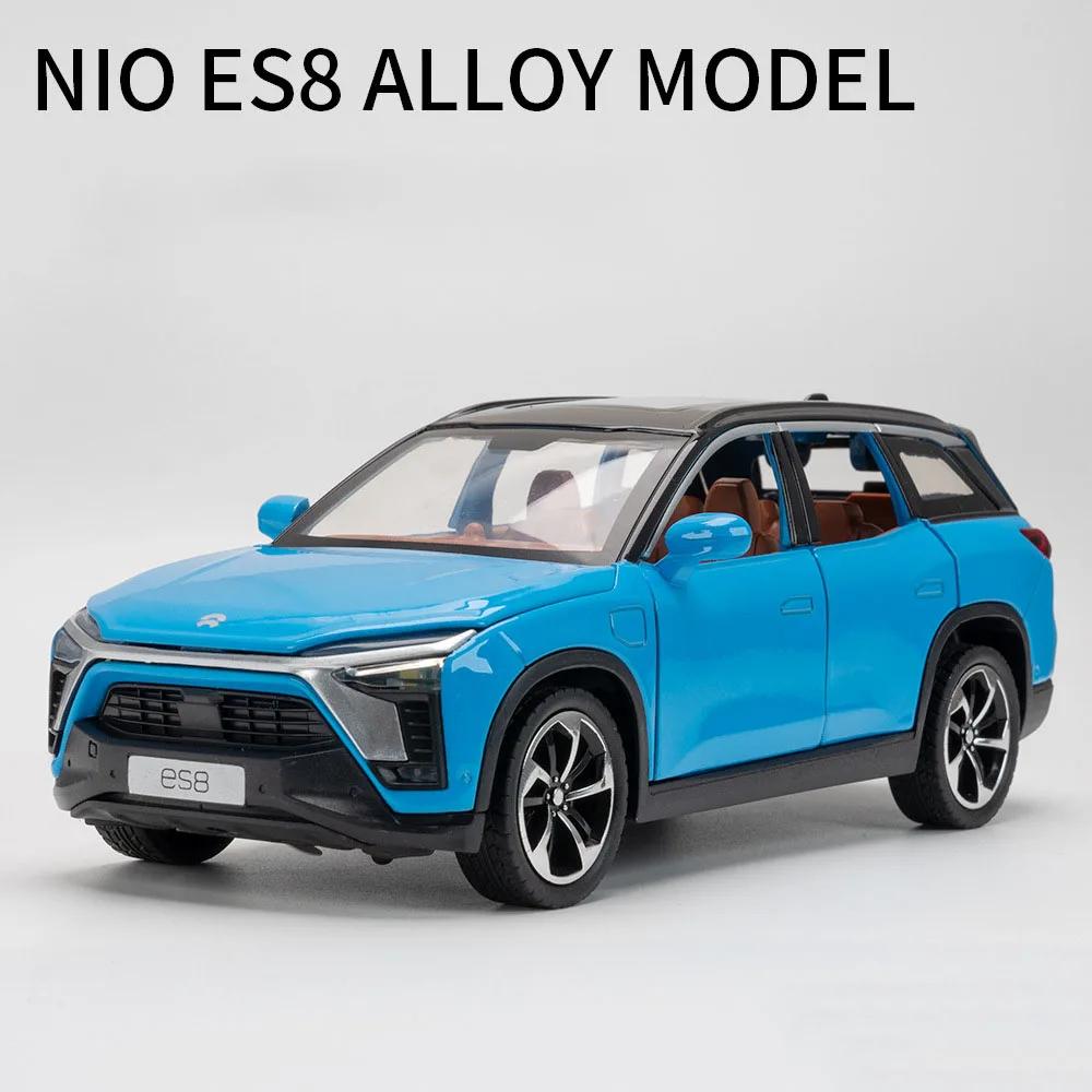 1:24 Aliaj NIO ES8 Modele Mașinuțe Miniaturale Metal Turnat Sub Presiune Tracțiune Înapoi Sunet Lumină 6 Uși se Deschid Jucării Vehicul Cadouri Copii