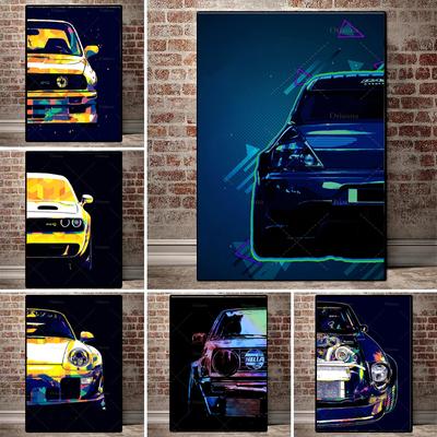 Modern Japanese Retro SuperCar Abstract Graffiti Wall Art Picture Modular Canvas Painting Posters Prints Living Room Home Decor No Frame