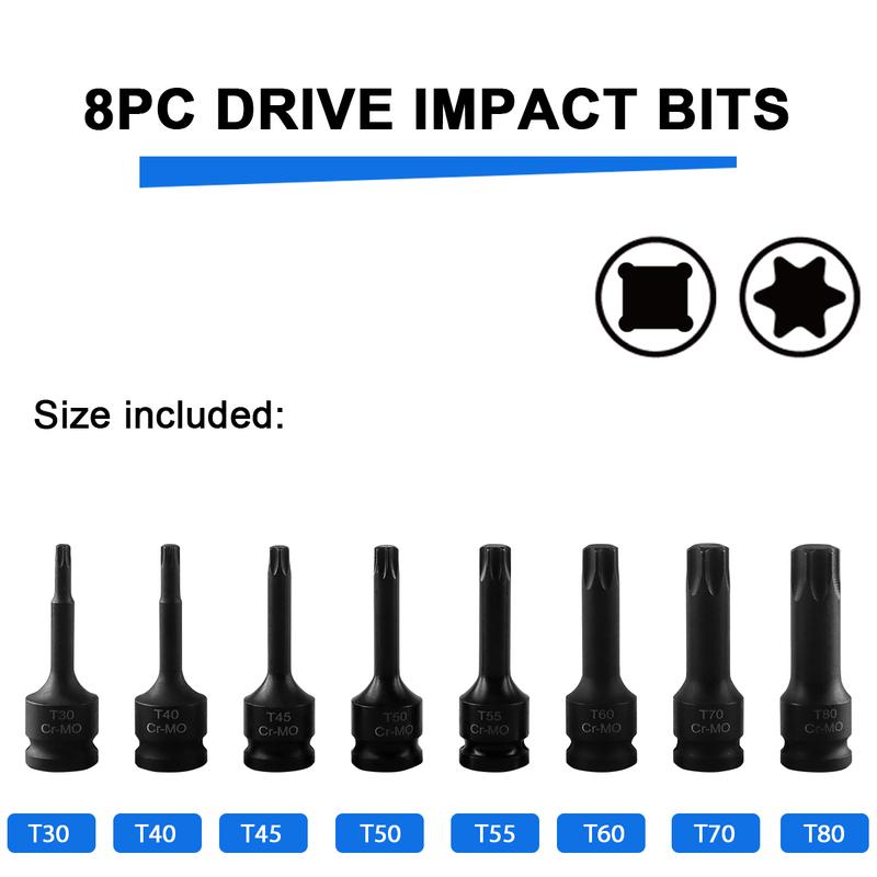 8pcs Bit Socket Set Impact Drill Bit Adapter H/T/M Type for Car Auto Bicycle Repair Hand Tools Power Drills Socket Wrench