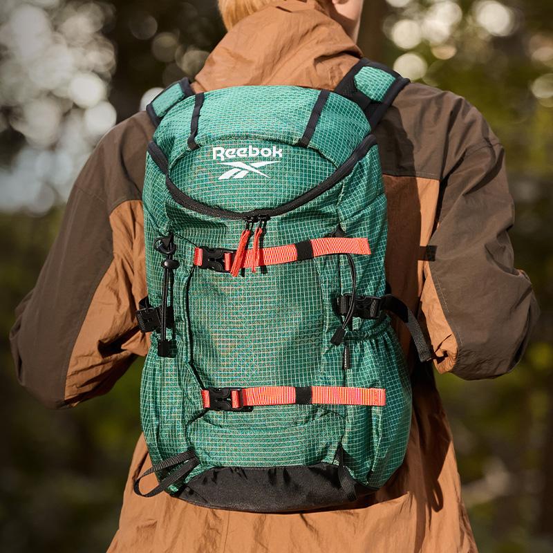 New Reebok Fabric Backpack Unisex Khaki Green/Jasper/Obsidian Black RB250104M