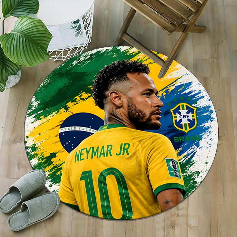 1pc Neymar15 Carpet, Round Rug, Comfortable, Suitable for Entryways, Living Rooms, Office, And Bedrooms, Christmas Decoration
