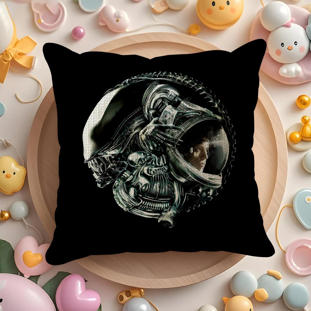 Horror Movie A-Alien Cushion Cover Linen Organic Fabric Double-Sided Printing Breathable Pillow Case Sofa Home Decor Gift