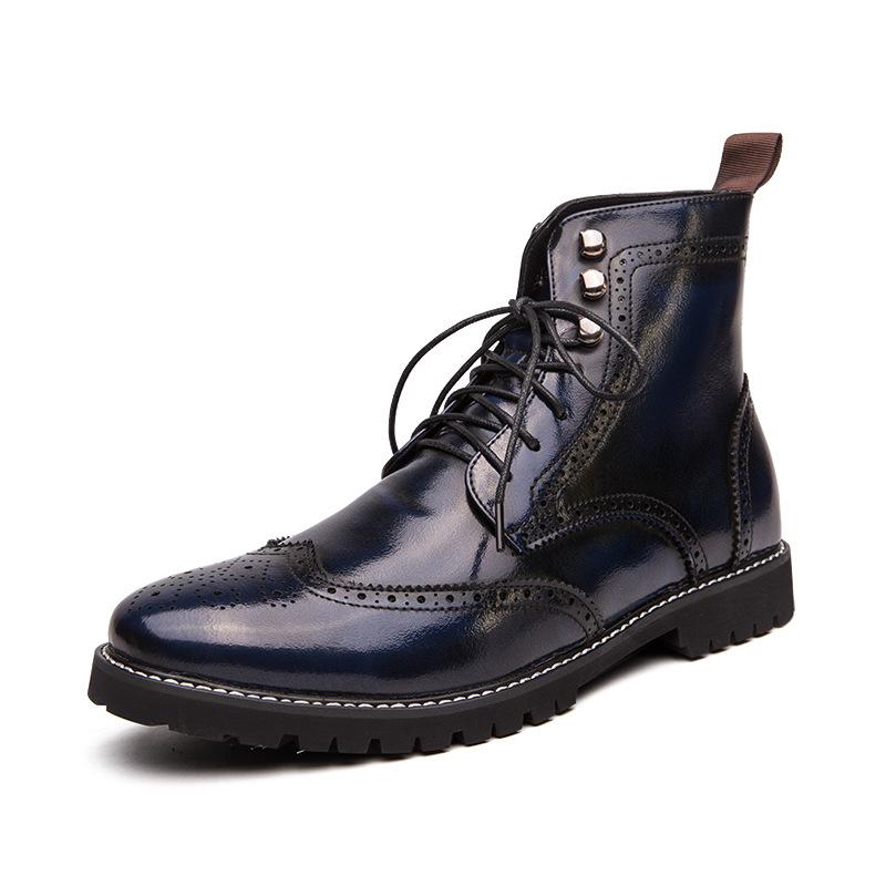 

48 large size 2021 new men s shoes fashion Martin boots Brock engraved British retro leather shoes tooling boots 48