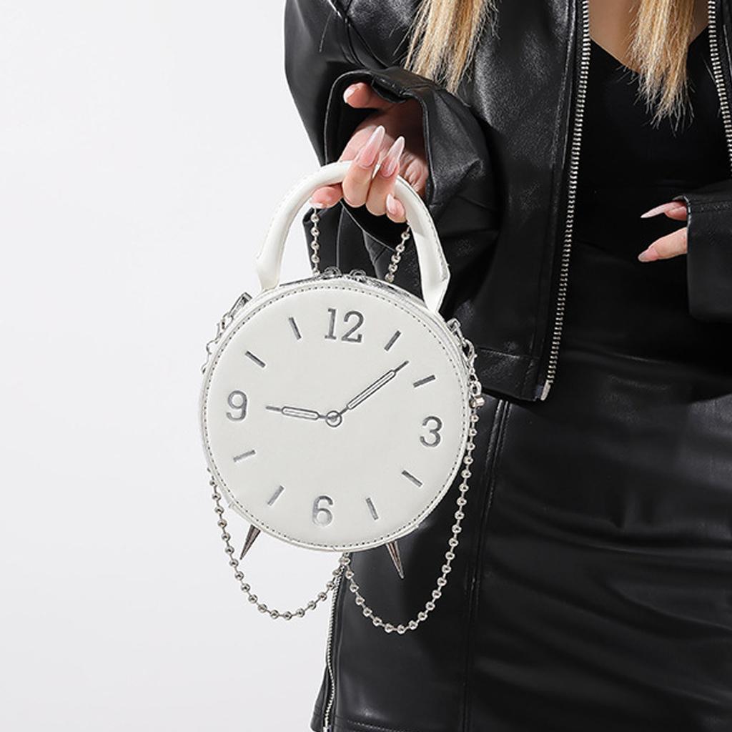 Schultertasche für Damen PU-Leder Wasserdicht Moderne Uhr Handtasche Kleine Handy-Geldbörse mit 2-Wege-Riemen für den täglichen Gebrauch
