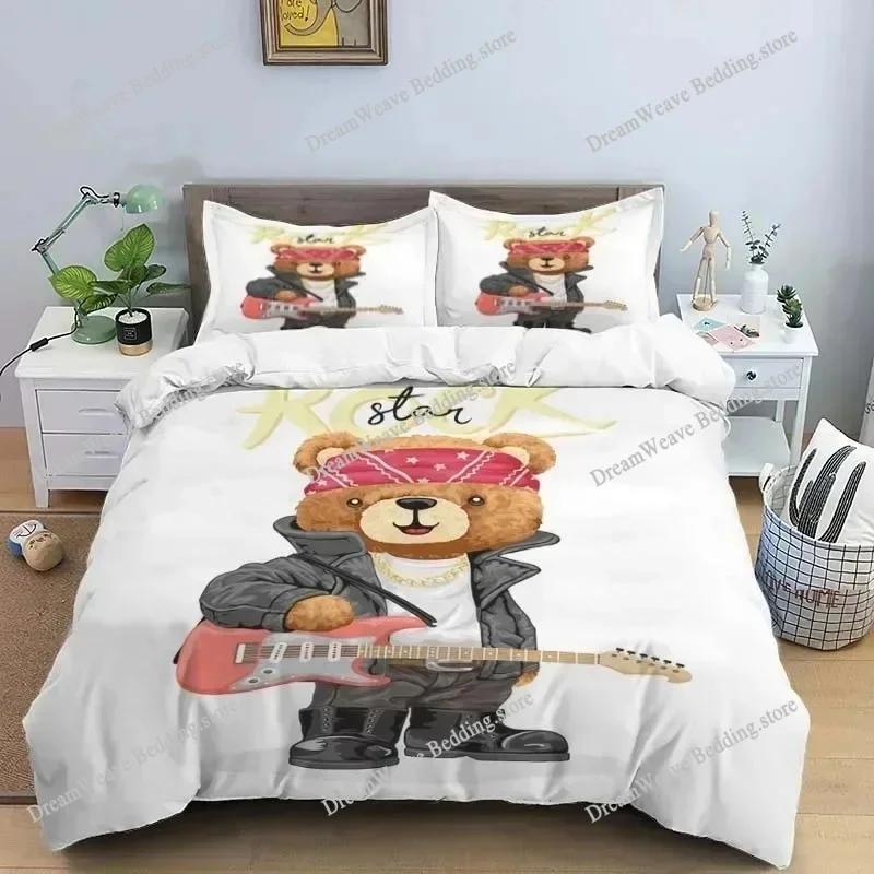 3D Print Bear Print Digital Polyester Bedding Sets,Girl's Boys Duvet Cover Set for Teens Queen Quilt Cover with Pillowcase963