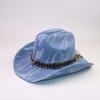 Classic Bull Head Webbing Western Denim Hat European and American Style Personality Versatile Big Eaves Curved Eaves One-word Gentleman's Top Hat