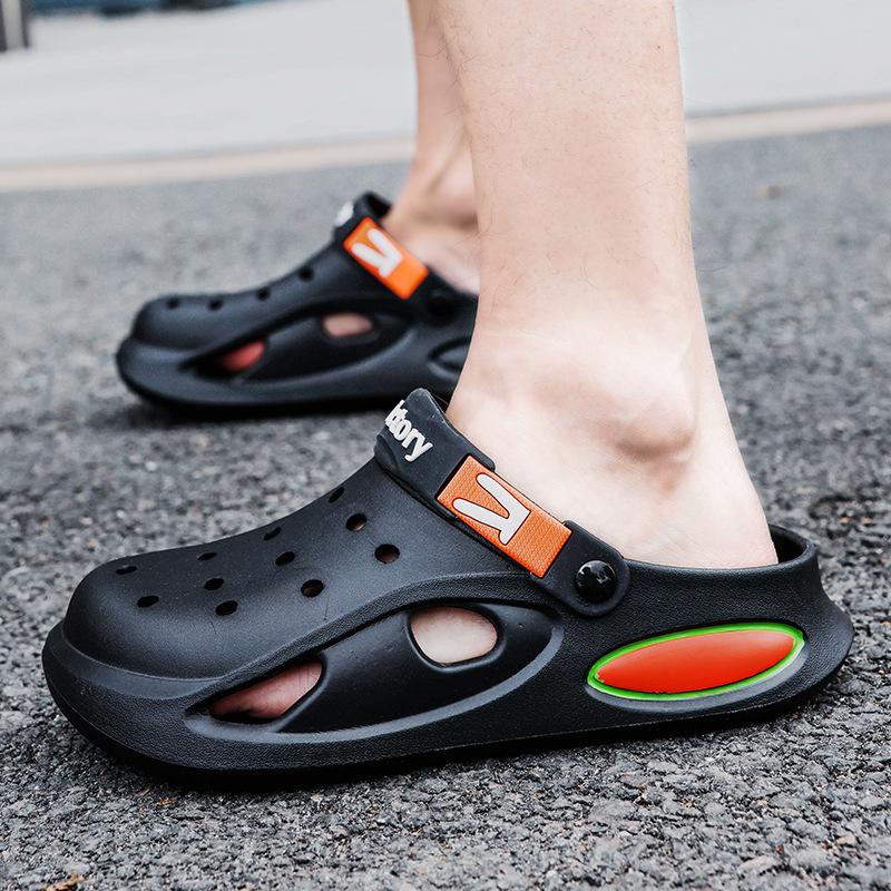 Thick-Soled Wear-Resistant Hole Shoes Men'S Garden Beach Sandals Wear Casual Trend Bag Head Slippers Men