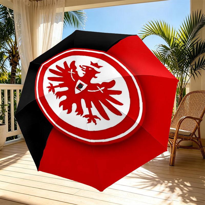 Eintracht Frankfurt Aufdruck Automatischer Öffnungs-Schließ-Regenschirm, Tragbarer Faltregenschirm, für Outdoor-Pendeln Campingausflug, Ideales Geburtstagsgeschenk