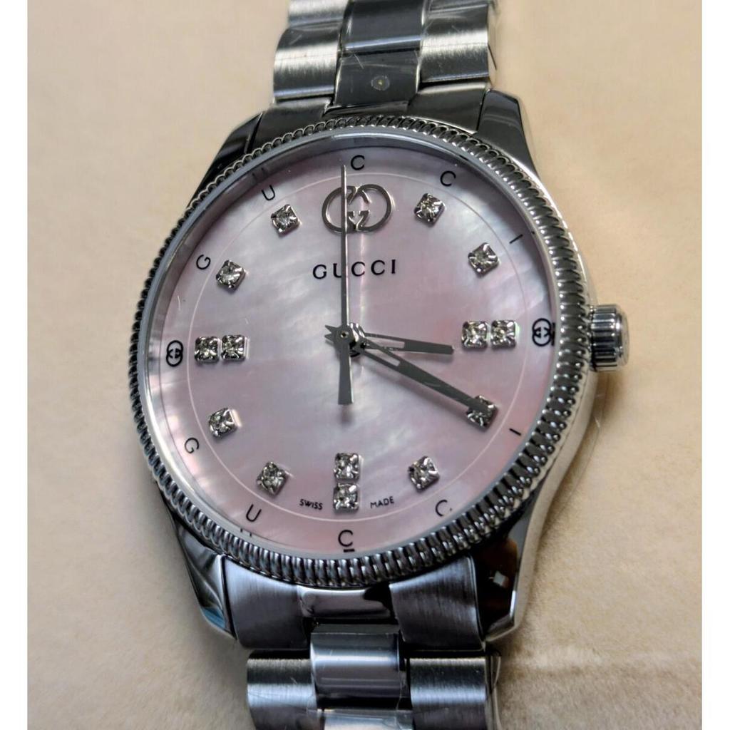 Used New and unused GUCCI GTimeless 30mm watch pink shell diamond YA1265062 women's Gucci mother of pearl