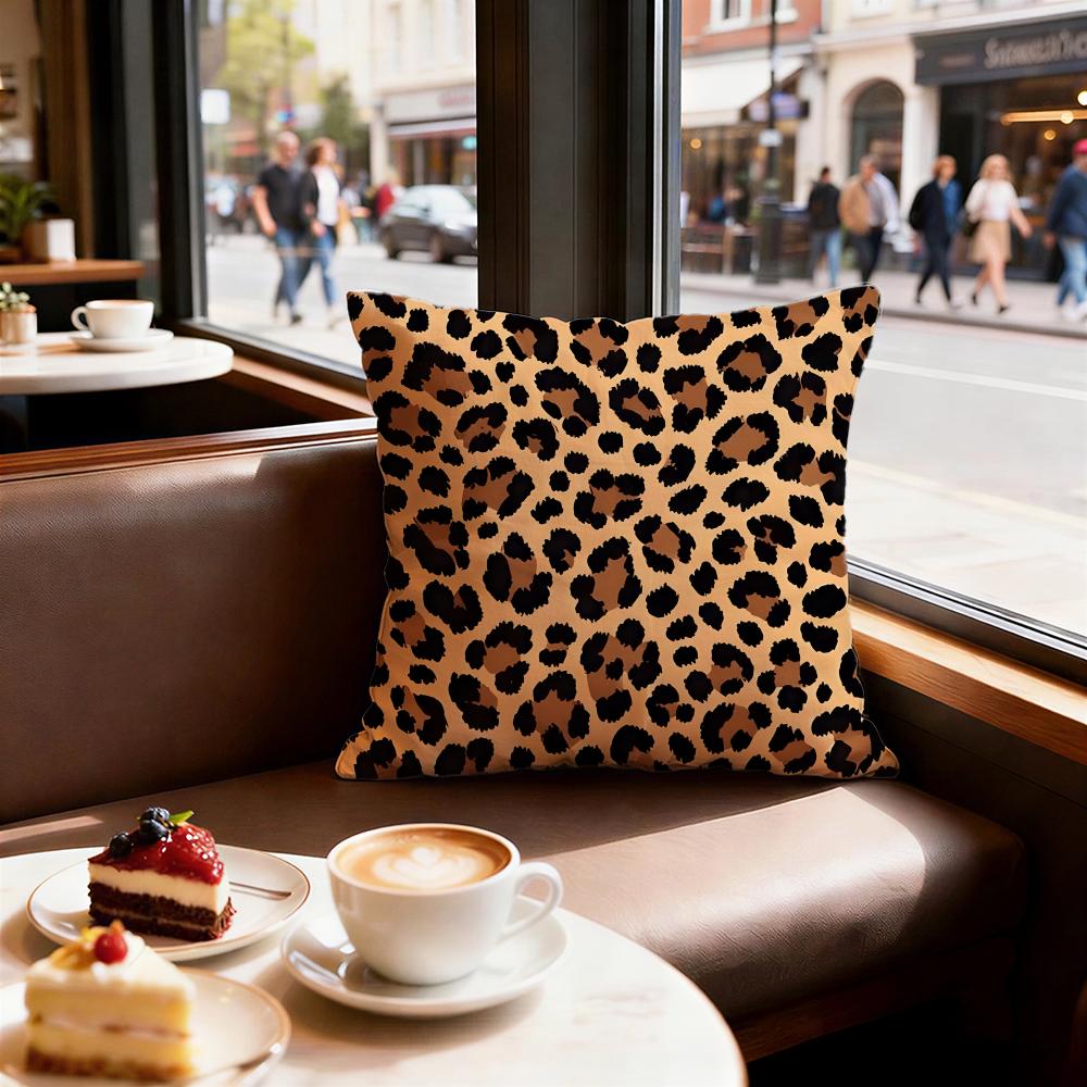 Leopard print pattern Cushion Cover Set of Short Plush Pillow Covers for Sofa Soft Cushion Case