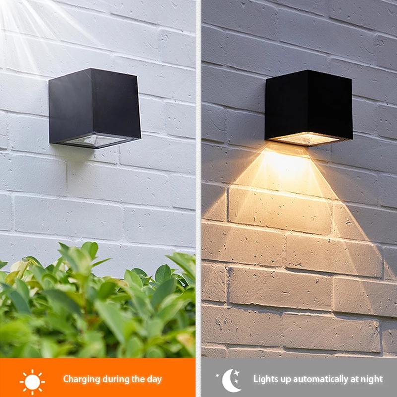 LED Solar Light Outdoor Garden Square Wall Lamp Sunlight Sensor IP65 Waterproof Courtyard Yard Balcony Fence Decoration Lamps