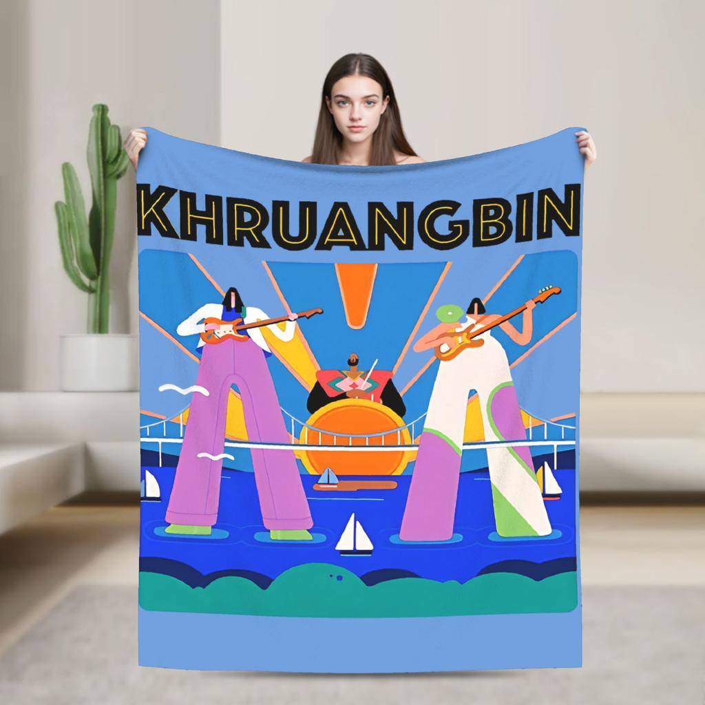Khruangbin Abstract Mode Flannel Fashion Blanket Rock Band Funny Throw Fashion Blanket for Bedspreads 125*100cm Super Soft