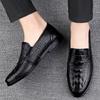 66 Men'S Shoes Loafer Leather Shoes Genuine Leather Casual Shoes Spring Low-Top Overalls Crocodile Pattern First-Layer Cowhide Surface Single Shoes