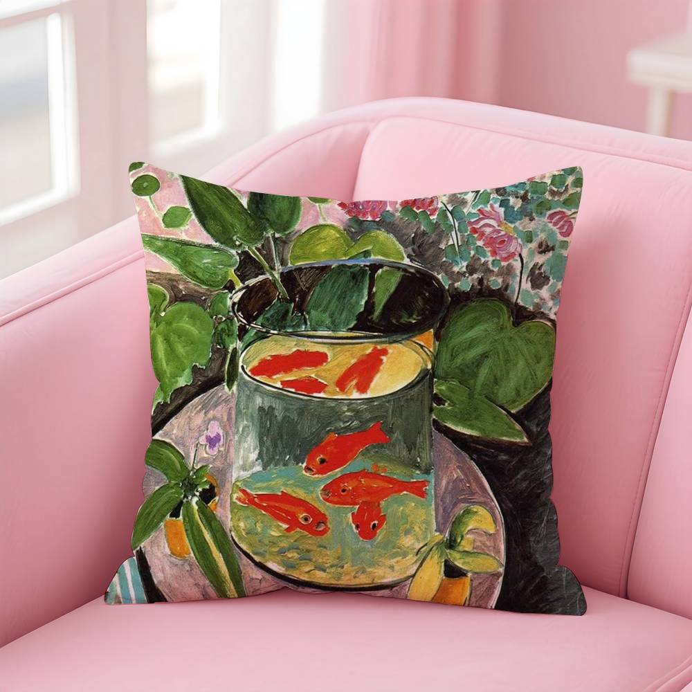 Fashion H-Henri M-Matisse Painting Pillow Case Anti-dustmite Pillow Invisible zipper silky short plush Sofa cushion cover