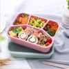 Lunch Box Reusable 4-Compartment Plastic Divided Food Storage Container Boxes
