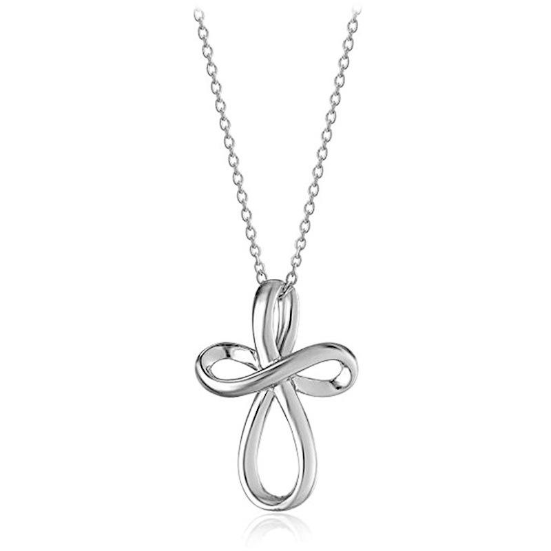 Ladies' Infinite Symbol Cross Pendant Necklace, Minimalist Twist Design, Suitable for Daily Wear and Gift Giving