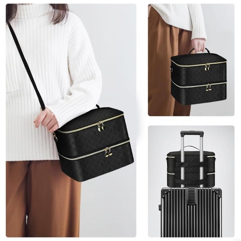 Nails Storage Case With Removable Dividers Sturdy Shoulder Strap Quilted Texture For Salons Artistics HX6C