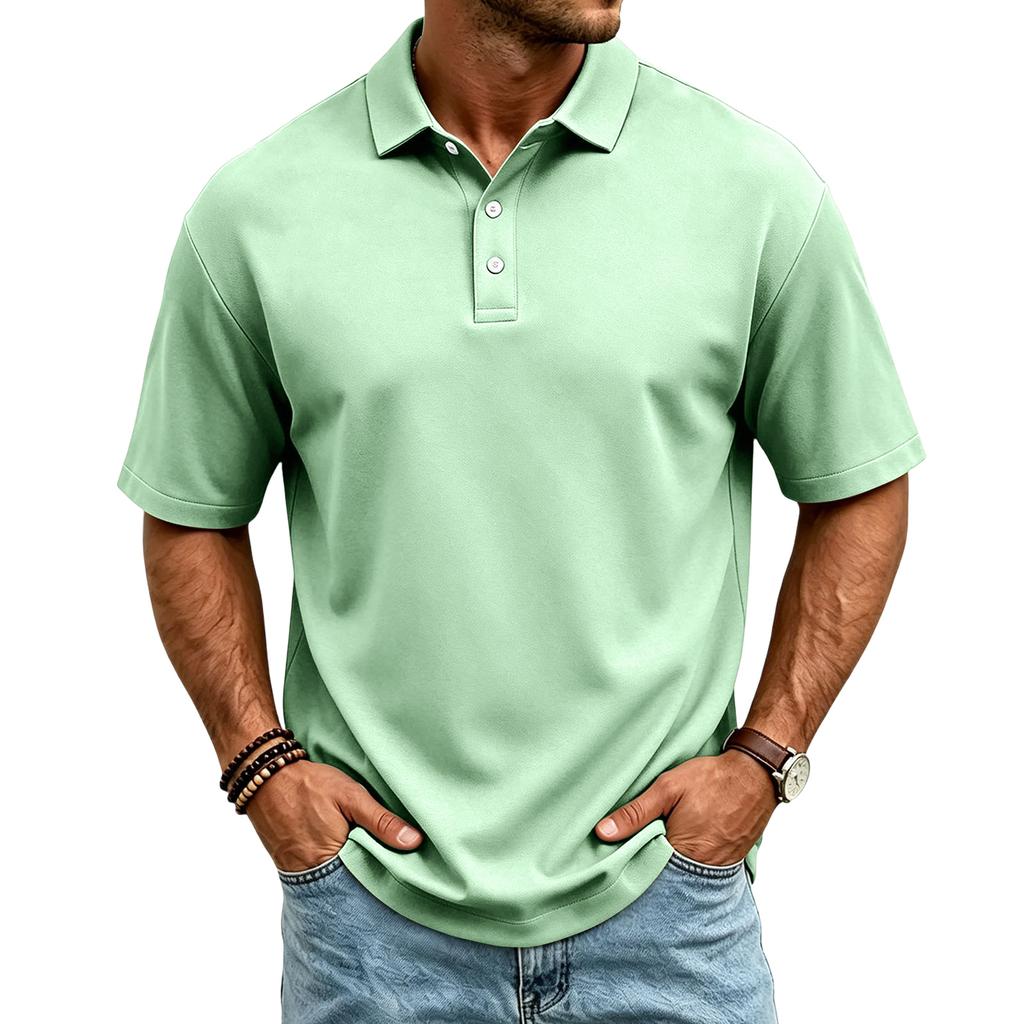 Men's Casual Quick Dry Mesh Golf Polo Shirt Short Sleeve Lightweight Breathable Classic Fit Button Down Collar Top for Sports Outdoor Activities