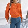Women's Fashion Solid Color Cable-knit Long-sleeved Waist Pullover Sweater
