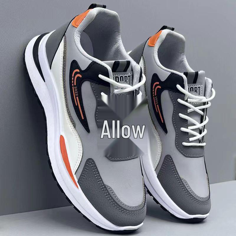 Men's Low-Top Mesh Running Shoes - Casual Fashion, Korean Style with Ultra-Light Sole and Leather Surface