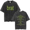 Charli Xcx Brat  Arena Tour Washed T Shirts Men Women Fashion Pop Music Tshirts Cotton Vintage Tshirt Oversized Streetwear