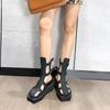Y2K Punk Sommer Stiefeletten Sandalen für Damen Neue INS Trendige Mid-calf Mesh Damenschuhe Echtes Leder Aushöhlte Sandalen