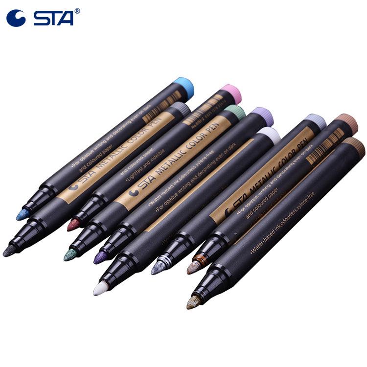 Sta 8151 Color Metal Marker Pens – 10 Vibrant Colors for Photo Albums, Black Cardboard, and DIY Drawing Projects.