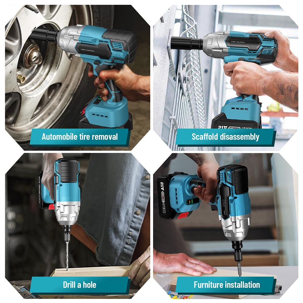 Seesii 650N.M Brushless Electric Impact Wrench 1/2 Inch Cordless Impact Wrench Screwdriver Power Tools for Car Tire Disassembly