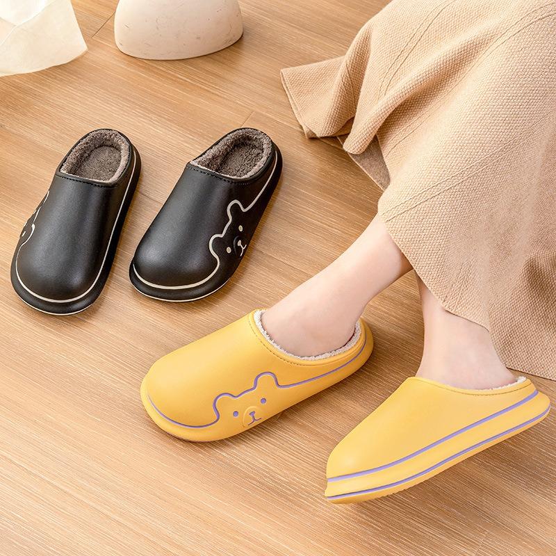 Waterproof Warm Eva Cotton Slippers Winter Men's Home New Non-slip Couple Wear Plush Cotton Drag Women