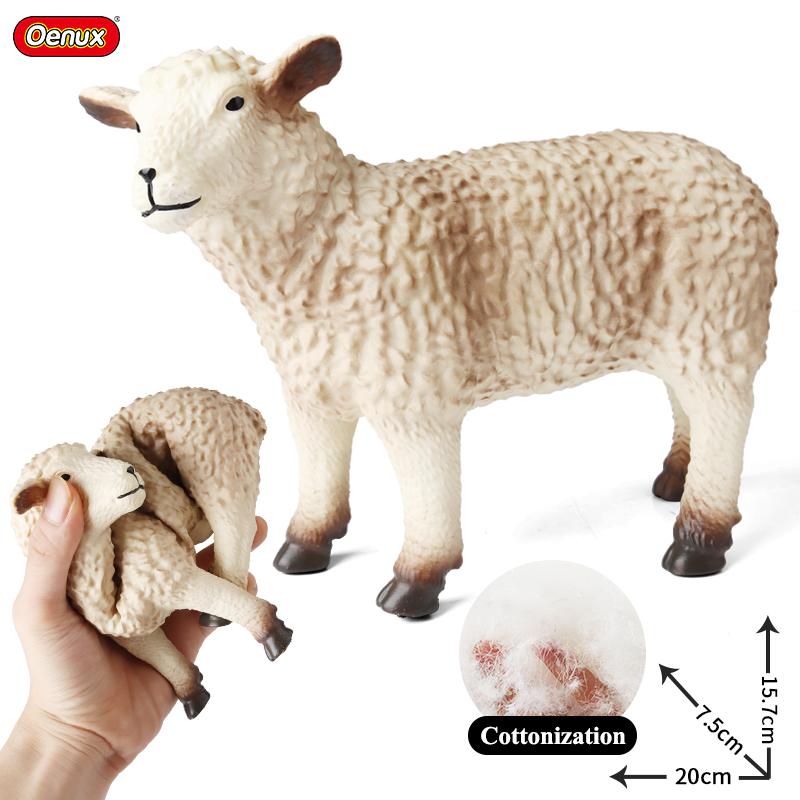 Oenux Soft Cotton Farm Animals Cow Horse Pig Hen Cat Dog Model Action Figures Wild Lizard Donkey Koala Educational Kids Toy Gift