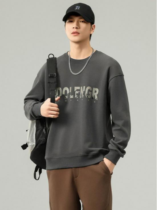 Men's Casual Round Neck Long Sleeve Pullover Hoodie for Spring, Autumn, and Winter