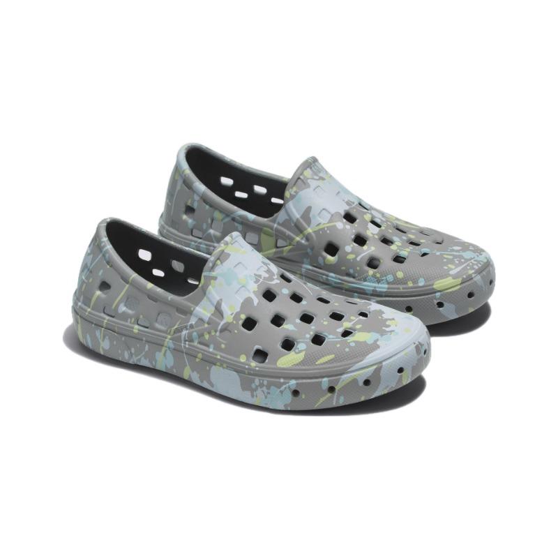 Vans Slip-On Kids Comfortable Wear-resistant Breathable Sandals Gray Blue for Children VN0A4UVILLL