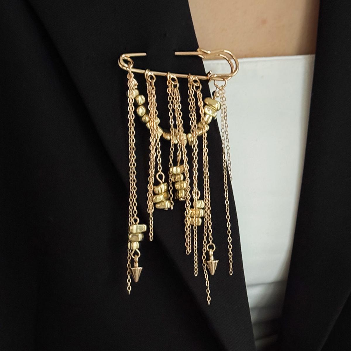 

Ingemark Trendy Elegant Irregular CCB Brooch for Women Vintage Metal Tassel Suit Collar Pins Clip 2026 New Party Jewelry Gifts