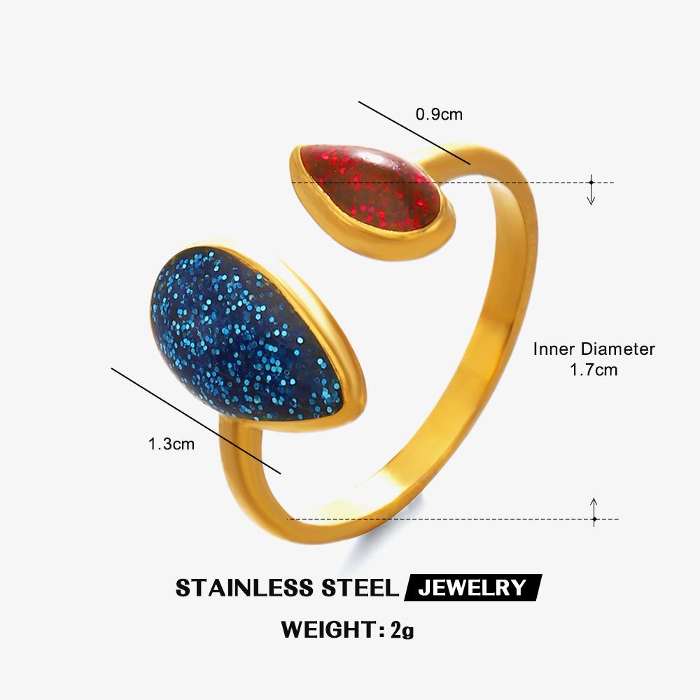 Geometric Waterdrop Enamel Open Ring Women Retro Minimalist Luxury Finger Rings Waterproof Zircon Wedding Gift Wholesale