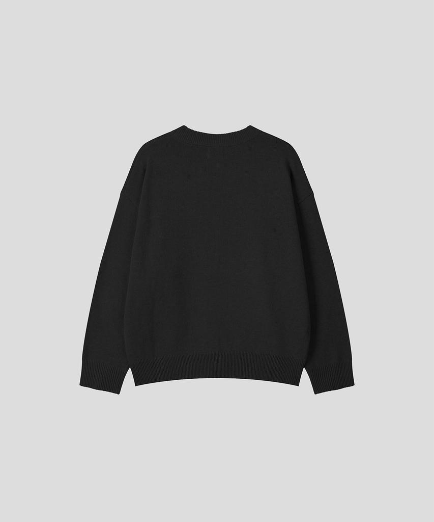 BLACK MOMENT Nature Lambswool Crew Knit [Black]