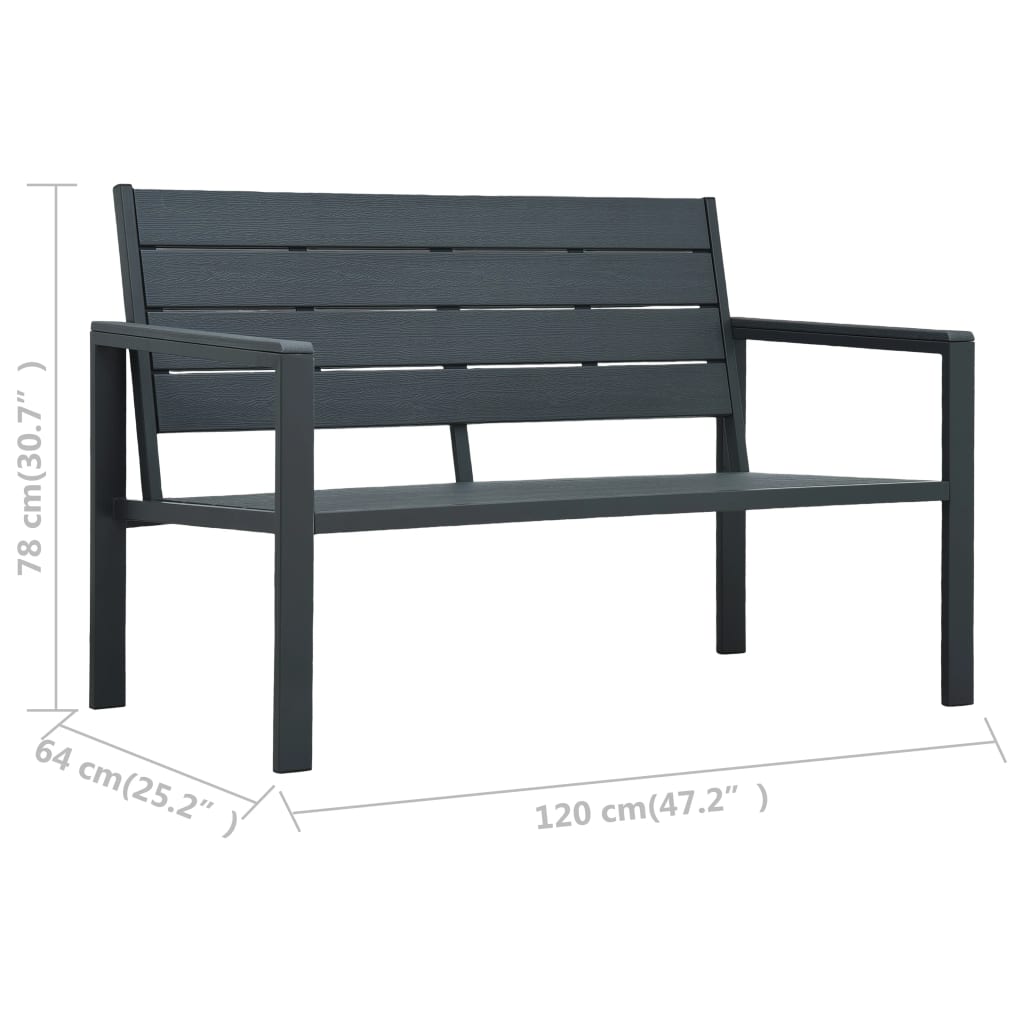 Garden Bench 120 cm HDPE Gray Wood Look