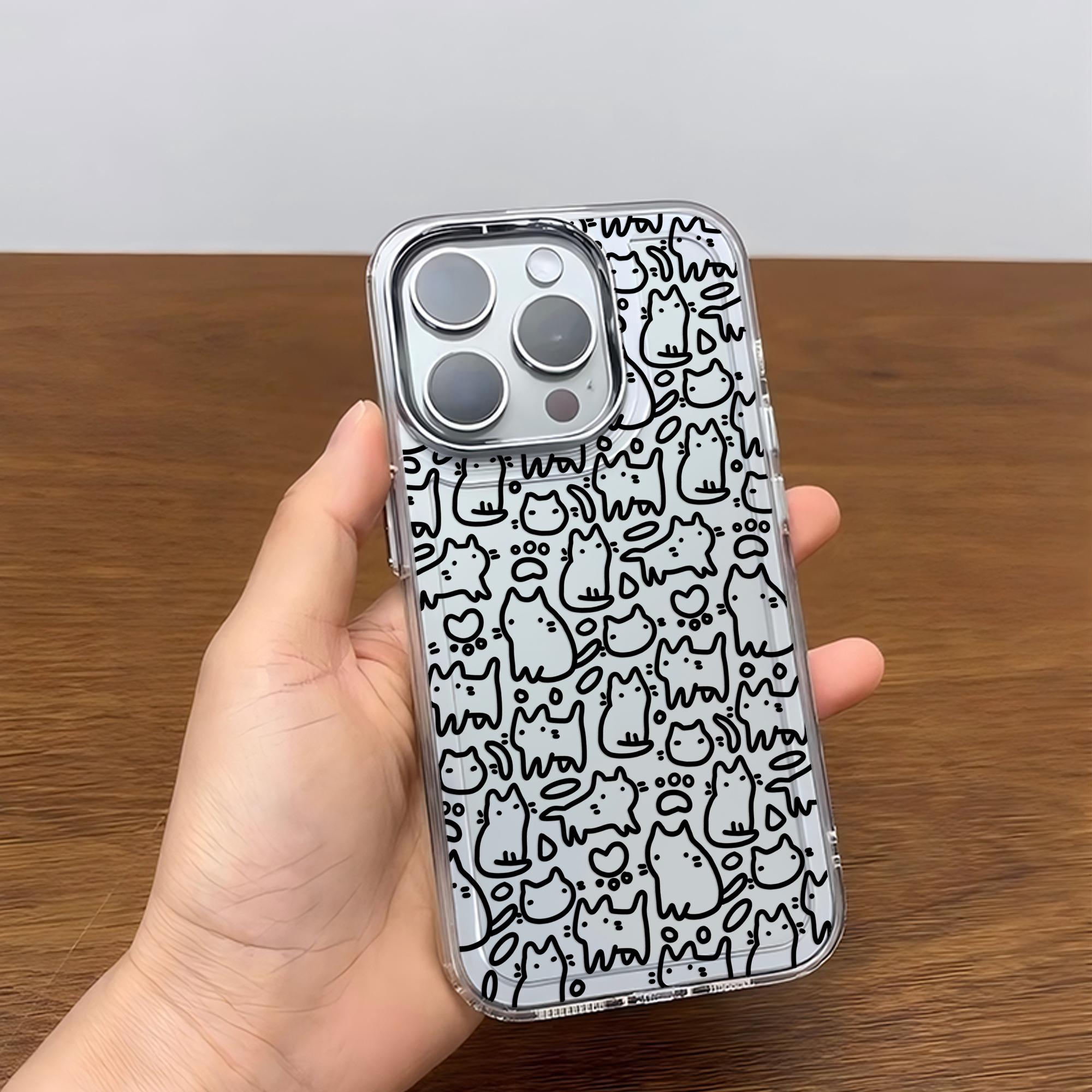 

роскошный милый черный котенок эскиз кошка чехол для телефона для iPhone 17 16e 16 15 14 13 12 11mini Pro Max X XR XSMAX 8 Air Plus мягкий чехол iPhone 16