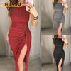 Fashion Summer Spring Solid Color Print Short Sleeve Casual Dresses