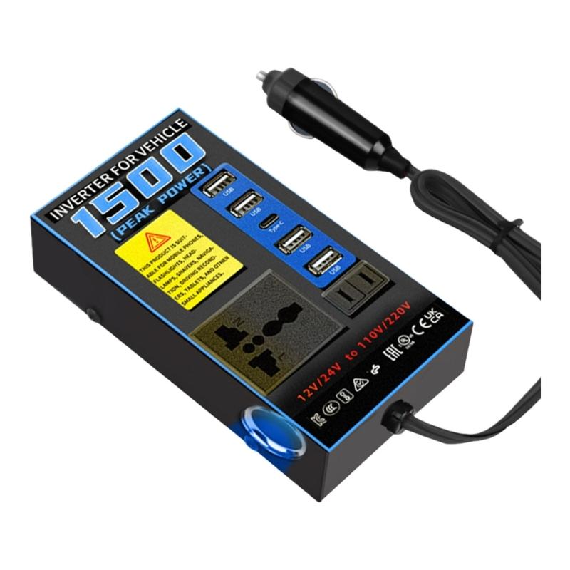 

200W Vehicle Power Inverter 12V 24V To 110V 220V With 4 USB Ports Suitable For Laptop & Phone Small Electronics Charging 1