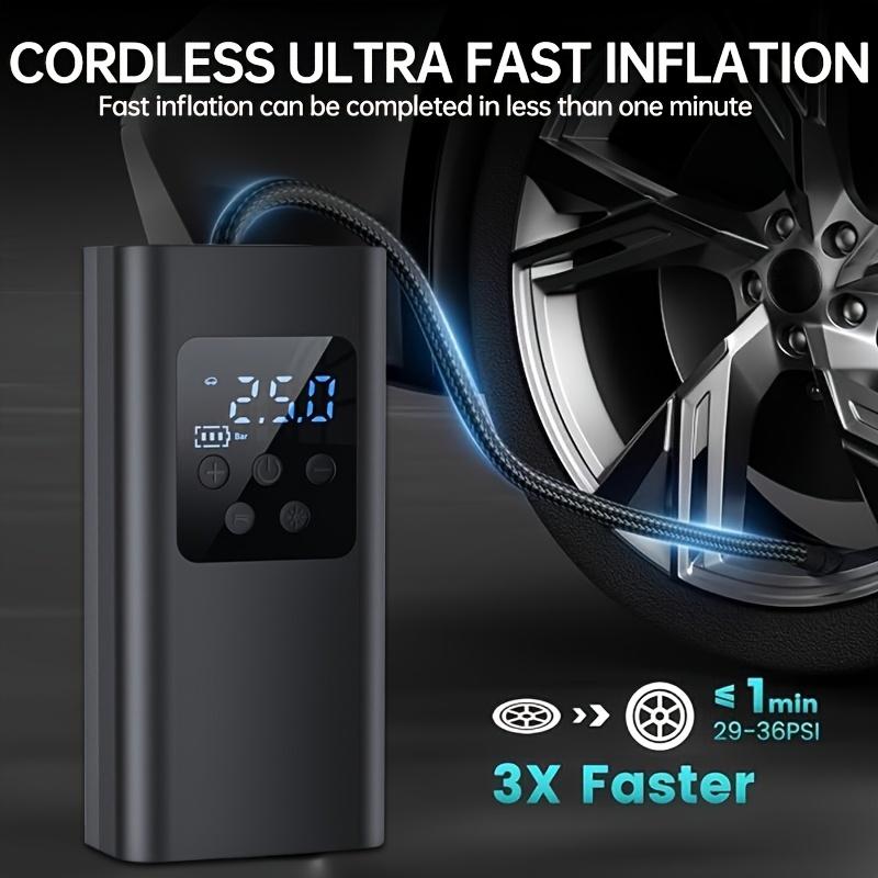 Mini Pompă Portabilă pentru Bicicletă, Umflator Wireless pentru Anvelope Auto, Pompă de Aer Electrică Portabilă pentru Vehicule cu Afișaj Digital, Încărcare USB și Manometru pentru Presiunea Anvelopelor