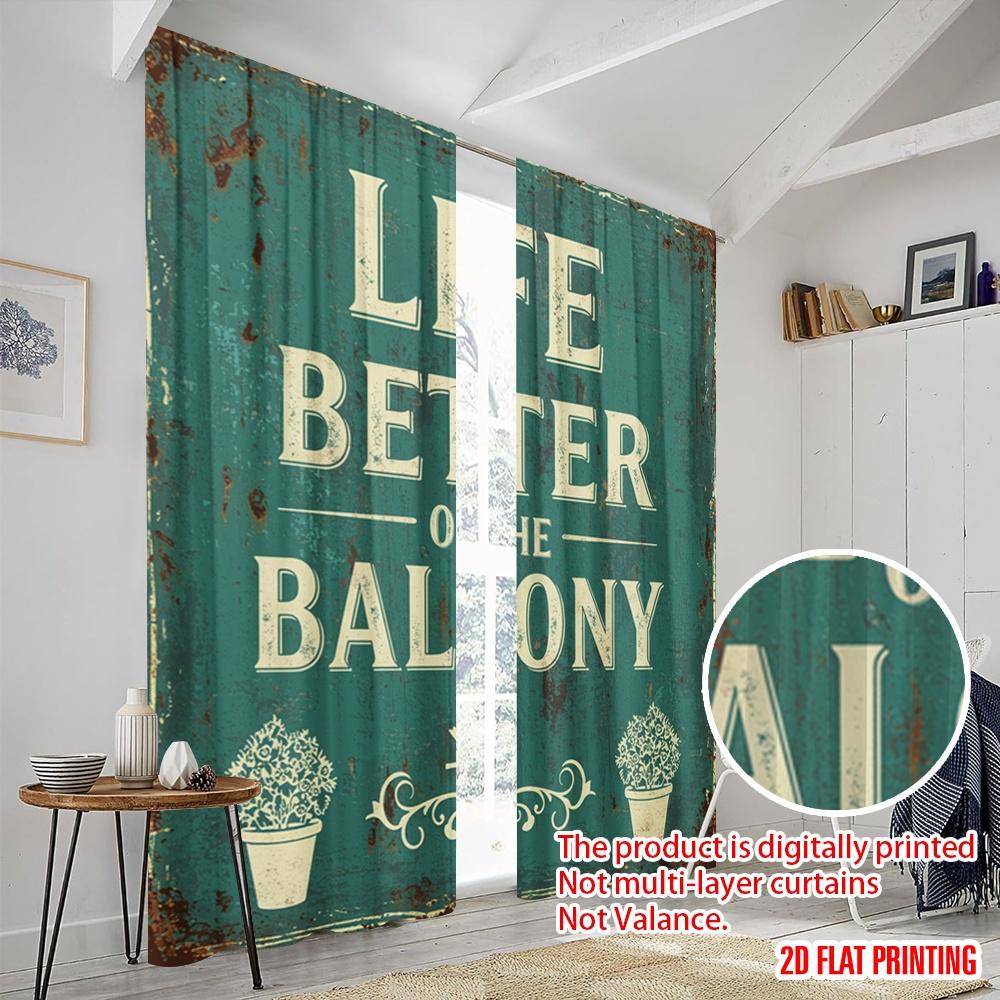 2pcs 2D Flat Printing Scene Curtains Life Balcony Home Fabric Without Electricity Birthday Party Perfect for Home Wall Yard Use