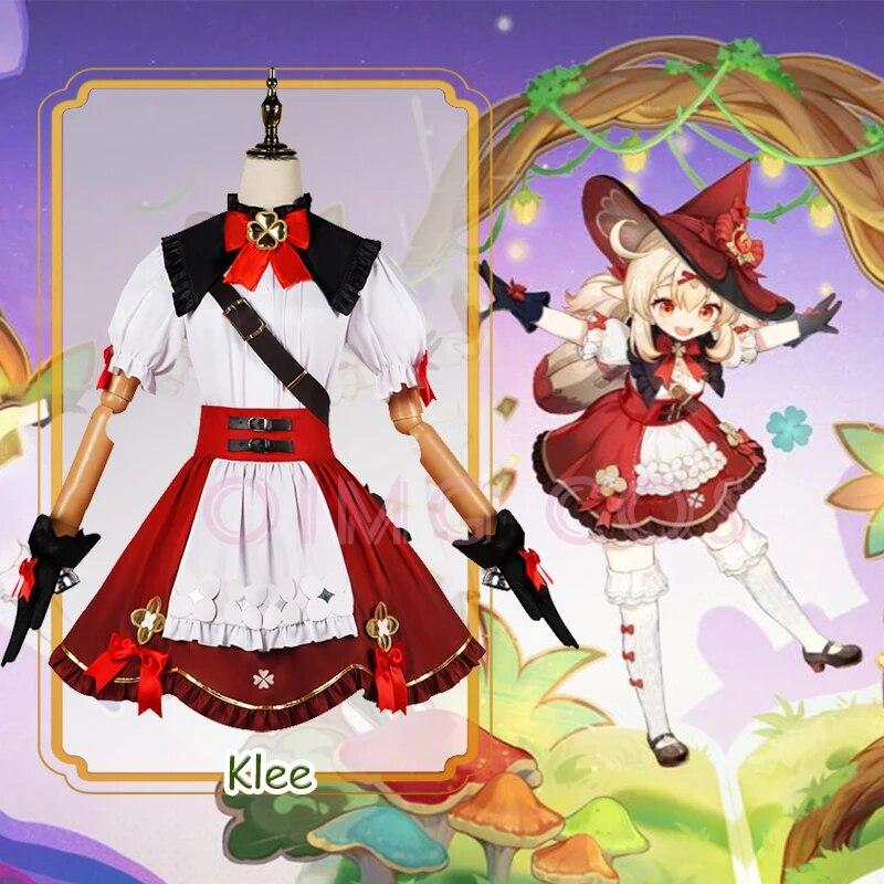 

Impact Klee новая кожа Косплей Костюм Униформа Жаккардовая Ткань Парик Аниме Китайский Стиль Костюмы на Хэллоуин для Женщин