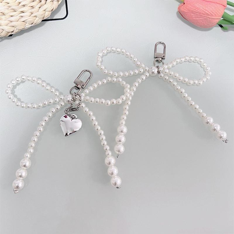 Přívěsek na klíče se srdcem Sweet Bowknot Krásné korálkové závěsné dekorace Přívěsek na klíče Přívěsek na telefon Přívěsek na telefon Přívěsek na přívěsek na telefon
