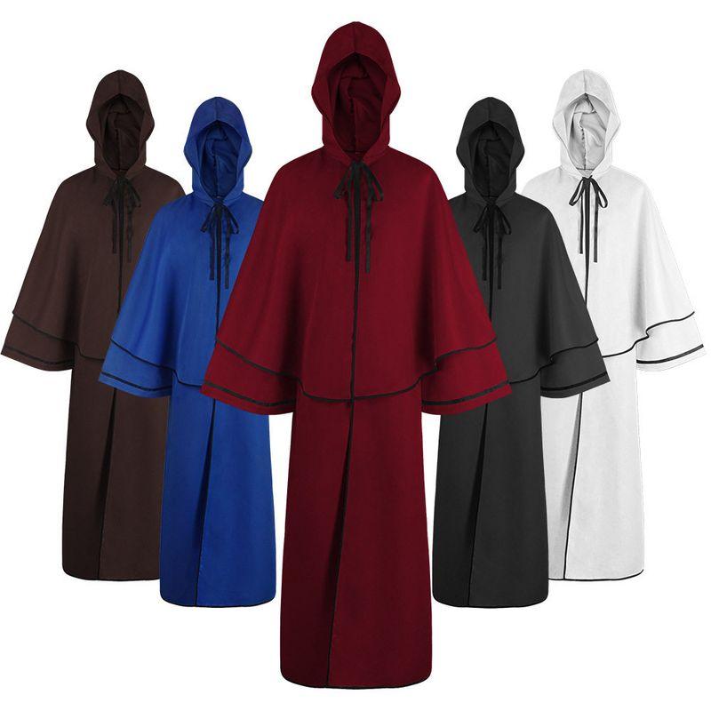 Medieval Cosplay Costume, 5-Color Hooded Robe, Monk Robe, Cape, Long-Sleeved Cosplay, Death Cosplay Costume