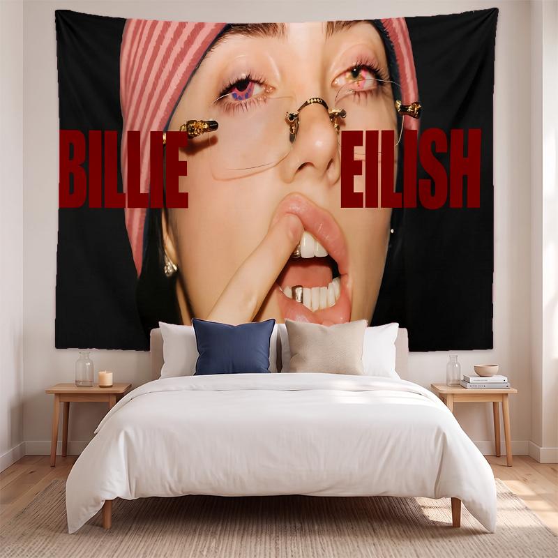 Billie Eilish (5) Künstlerisches Wandbehang-Gobelin für Haus Schlafzimmer Wohnzimmer Dekor Tolle Geschenkidee