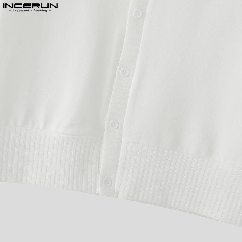 INCERUN Men Casual Short Sleeve Buttons Up Casual Fitted Tops T-shirts