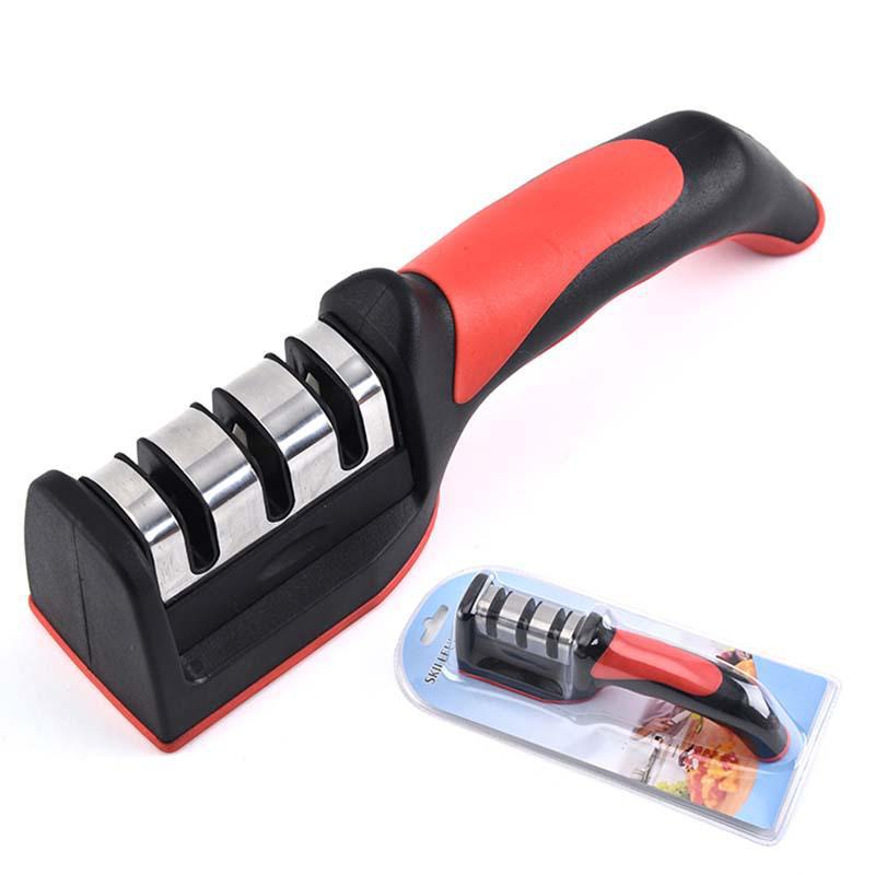 "Three-Stage Handheld Kitchen Knife Sharpener – Multi-Function Whetstone Tool for Quick Household Sharpening"