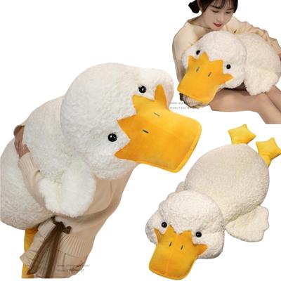 55 cm-1.75 M Dev Ördek Peluş Oyuncak Dolması Büyük Ağız Beyaz Ördek yalan Atmak Yastık Erkek Kız için Şekerleme Uyku Yastık Hamile Bacak