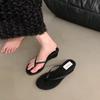 Fashion SUOJIALUN 2025 Summer New Women Slipper Fashion Narrow Band Ladies Slip On Flip On Shoes Low Wedge Heel Outdoor Dress Slides